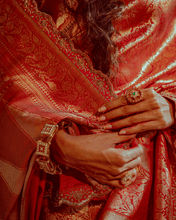 Load image into Gallery viewer, Red Zardozi Shikargah Banarasi Bridal Saree | ZARDOSI BANARASI