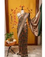 Load image into Gallery viewer, Victorian-Inspired Banarasi Silk Saree with Meenakari