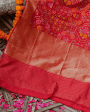 Load image into Gallery viewer, Red Jamdani Silk with Meenakari, 100% Real Silver Zari | Luxury Heritage