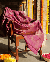 Load image into Gallery viewer, Maroon Jamdani Silk with Meenakari,100% Real Silver Zari | Bridal Edition