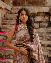 Load image into Gallery viewer, Brown Meenakari Banarasi Bridal Saree | ZARDOSI BANARASI