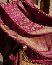 Load image into Gallery viewer, Maroon Jamdani Silk with Meenakari,100% Real Silver Zari | Bridal Edition