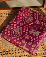 Load image into Gallery viewer, Maroon Jamdani Silk with Meenakari,100% Real Silver Zari | Bridal Edition