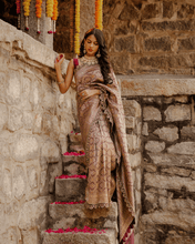Load image into Gallery viewer, Brown Meenakari Banarasi Bridal Saree | ZARDOSI BANARASI