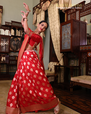 Rukmini Vijayakumar – Classic Red Banarasi Katan Silk Saree