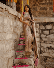 Load image into Gallery viewer, Brown Meenakari Banarasi Bridal Saree | ZARDOSI BANARASI