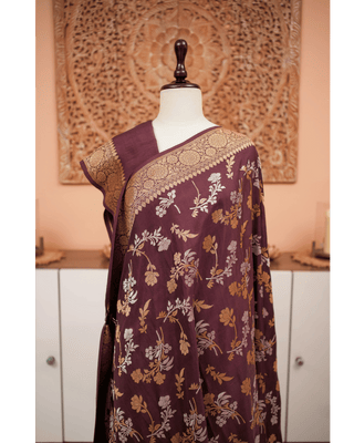 Vintage Kadwa Jangla Banarasi Silk Saree – Heritage Weave