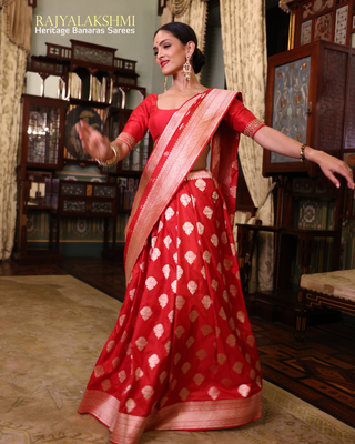 Rukmini Vijayakumar – Classic Red Banarasi Katan Silk Saree