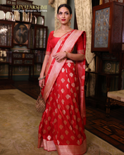 Load image into Gallery viewer, Rukmini Vijayakumar – Classic Red Banarasi Katan Silk Saree