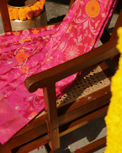 Load image into Gallery viewer, Pink Jamdani Silk with Meenakari, 100% Real Silver Zari | Luxury Fashion