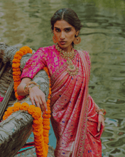 Load image into Gallery viewer, Pink Meenakari Banarasi Bridal Saree | ZARDOSI BANARASI