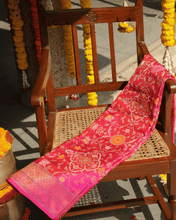 Load image into Gallery viewer, Pink Jamdani Silk with Meenakari, 100% Real Silver Zari | Luxury Fashion