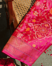 Load image into Gallery viewer, Pink Jamdani Silk with Meenakari, 100% Real Silver Zari | Luxury Fashion