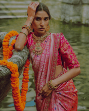 Load image into Gallery viewer, Pink Meenakari Banarasi Bridal Saree | ZARDOSI BANARASI