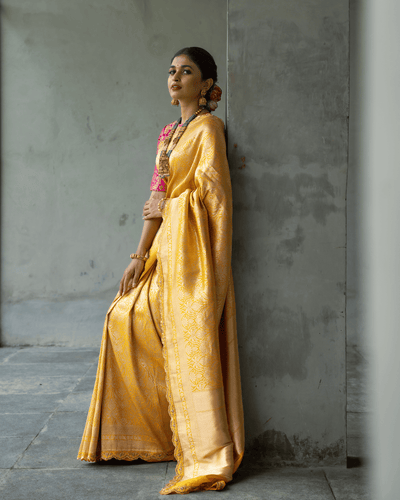 Brocade silk saree with curated border - KALUVA