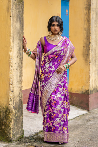 Enakshi Shikargah Symphony Saree – Purple Banarasi Pure Silk