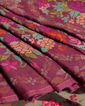 Load image into Gallery viewer, Magenta Pink Jamdani Cotton with Meenakari, 100% Real Silver Zari | Handloom