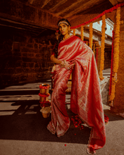 Load image into Gallery viewer, Red Zardozi Shikargah Banarasi Bridal Saree | ZARDOSI BANARASI