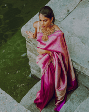 Load image into Gallery viewer, Purple Kadwa Banarasi Bridal Saree | ZARDOSI BANARASI