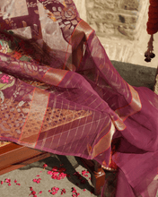 Load image into Gallery viewer, Magenta Pink Jamdani Cotton with Meenakari, 100% Real Silver Zari | Handloom