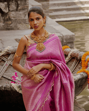Load image into Gallery viewer, Purple Kadwa Banarasi Bridal Saree | ZARDOSI BANARASI