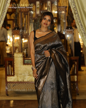 Load image into Gallery viewer, Kavya Pothuluri – Pure Silk Brocade Saree with Sona Roopa Zari Weave