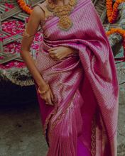 Load image into Gallery viewer, Purple Kadwa Banarasi Bridal Saree | ZARDOSI BANARASI