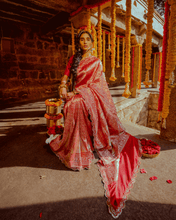 Load image into Gallery viewer, Red Zardozi Shikargah Banarasi Bridal Saree | ZARDOSI BANARASI