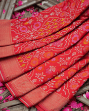 Load image into Gallery viewer, Red Jamdani Silk with Meenakari, 100% Real Silver Zari | Luxury Heritage