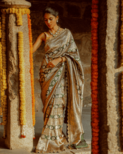 Load image into Gallery viewer, Green Shikargah Banarasi Bridal Saree | ZARDOSI BANARASI