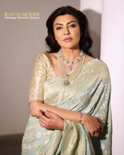 Load image into Gallery viewer, Sushmita Sen – Handcrafted Banarasi Georgette Saree with Sona Roopa Zari Weave