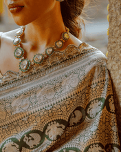 Load image into Gallery viewer, Green Shikargah Banarasi Bridal Saree | ZARDOSI BANARASI