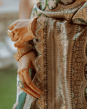 Load image into Gallery viewer, Green Shikargah Banarasi Bridal Saree | ZARDOSI BANARASI