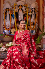Load image into Gallery viewer, Meenakari Kadwa Banarasi Saree | Sindhoor Khela Edit