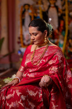Load image into Gallery viewer, Meenakari Kadwa Banarasi Saree | Sindhoor Khela Edit