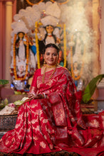 Load image into Gallery viewer, Meenakari Kadwa Banarasi Saree | Sindhoor Khela Edit