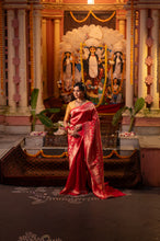 Load image into Gallery viewer, Pure Silk Brocade Banarasi Saree | Sindhoor Khela Edit