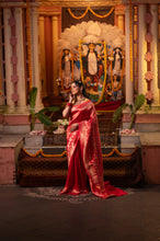 Load image into Gallery viewer, Pure Silk Brocade Banarasi Saree | Sindhoor Khela Edit