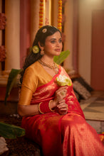 Load image into Gallery viewer, Pure Silk Brocade Banarasi Saree | Sindhoor Khela Edit