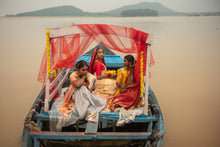 Load image into Gallery viewer, Enakshi River Whisper Saree – Ice Blue Georgette Banarasi Brocade dupatta