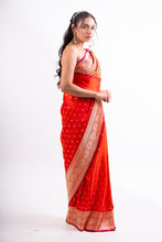Load image into Gallery viewer, Dual tones of Banarasi Satin silk with minimal Meena work and kadwa weave R 8452