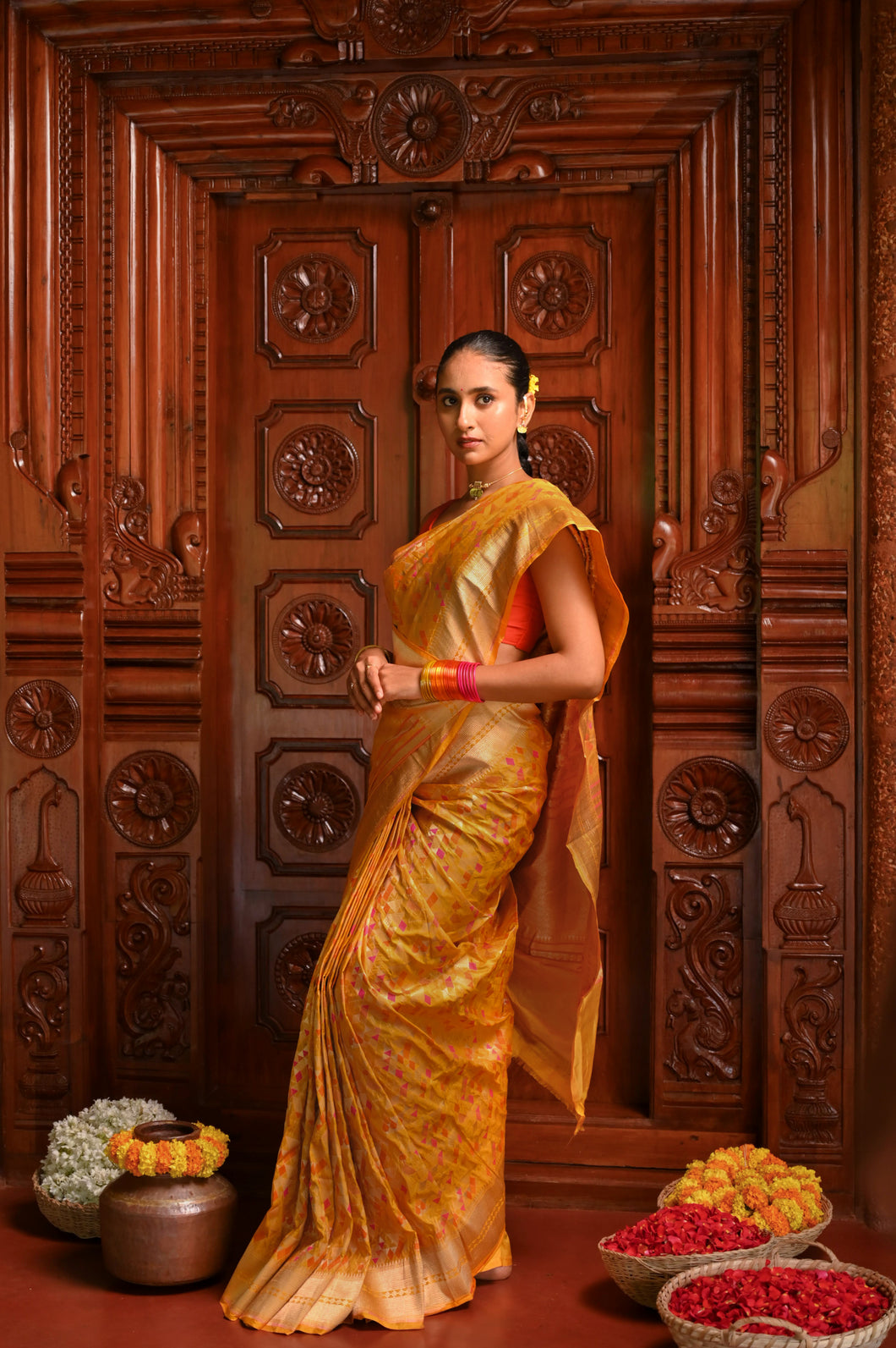 Alaru Mustard Geometric Meenakari