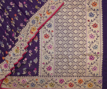 Load image into Gallery viewer, Purple Pure Silk With Kadwa Meenakari Saree | Banarasi Collection