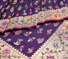 Load image into Gallery viewer, Purple Pure Silk With Kadwa Meenakari Saree | Banarasi Collection