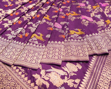 Load image into Gallery viewer, Purple Kadwa Jangla Shikargha Weave Saree | Banarasi Collection
