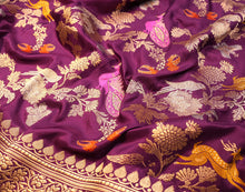 Load image into Gallery viewer, Purple Kadwa Jangla Shikargha Weave Saree | Banarasi Collection
