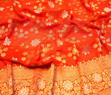 Load image into Gallery viewer, Orange Georgette Saree | Banarasi Collection