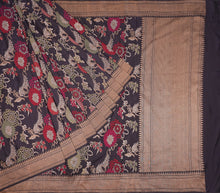 Load image into Gallery viewer, Navy Blue Jamdani Silk Saree | Banarasi Collection