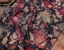 Load image into Gallery viewer, Navy Blue Jamdani Silk Saree | Banarasi Collection