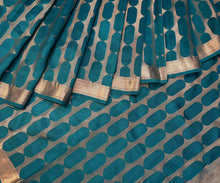 Load image into Gallery viewer, Peacock Blue Banarasi Light Weight Silk Saree | Banarasi Collection